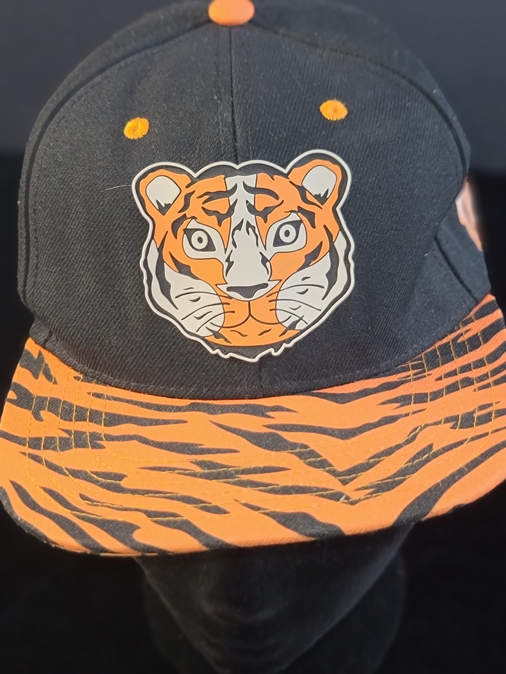 Source Unknown Black and Orange Tiger Print Snapback Hat